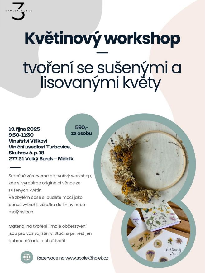 Podzimní květinový workshop ve vinařství Válkovi už se blíží a stále jsou volná místa. 19. 10. budeme od 9:30 vyrábět...